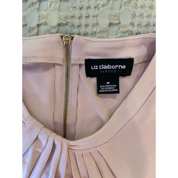 Liz Claiborne Blouse Sz Medium Sleeveless Top Dusty Rose Pleated Neckline Classy - Picture 6 of 10
